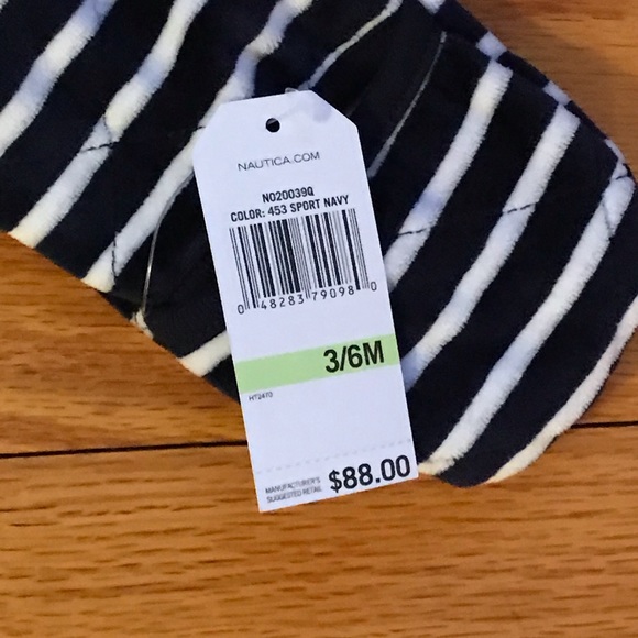 NWT $88 Nautical 3/6 Months Navy Striped Pram - Picture 2 of 3